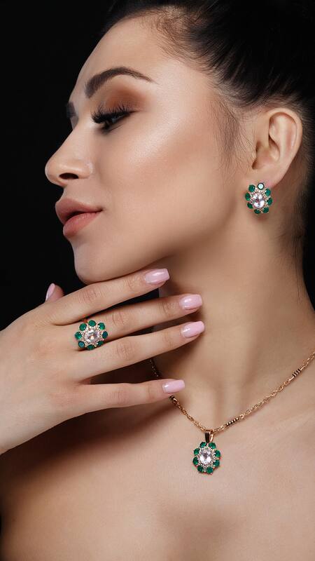 Elegant woman wearing jewelry