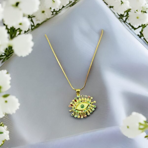 Evil Eye Protection Necklace with Colorful Crystals