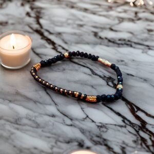 Black Onyx & Gold Bead Bracelet for Kids