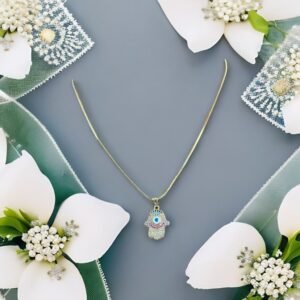 Evil Eye Protection Necklace with Sparkling Crystals