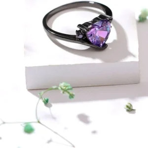 Yellow Chimes Purple Heart Shaped Crystal Ring