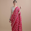 Jaipur Saree Red Mulmul Cotton Regular Fit Saree