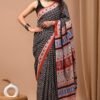 Black Cotton Saree with Multicolor Traditional Motifs
